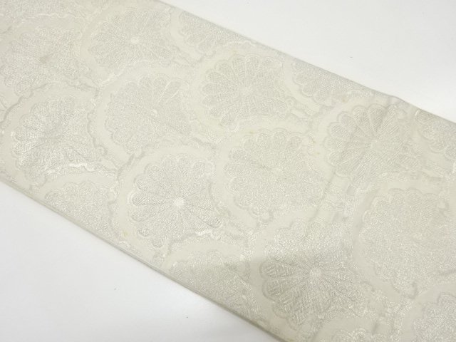 JAPANESE KIMONO / ANTIQUE FUKURO OBI / WOVEN KIKU